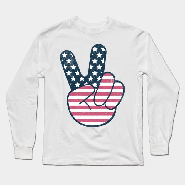 American Flag Peace Sign Long Sleeve T-Shirt by BankaiChu